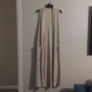 Long cream black n gray vest. Very classy